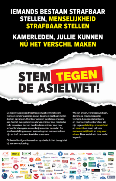 Advertentie Stem tegen de Asielwet ASKV