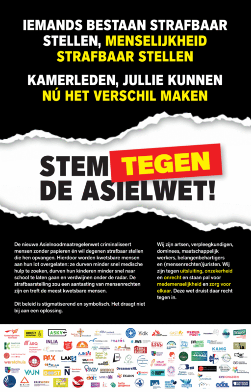 Advertentie Stem tegen de Asielwet ASKV